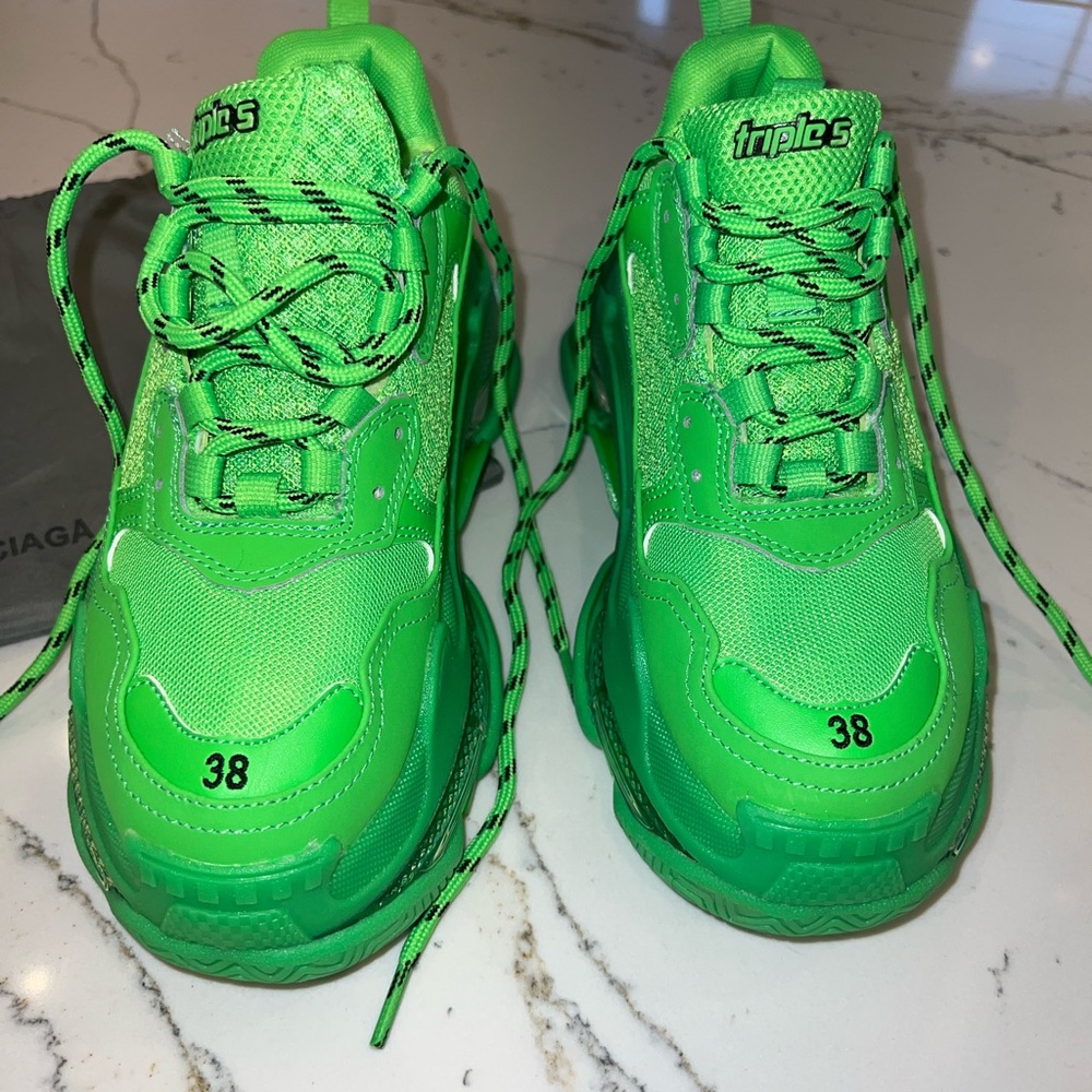 Balenciaga Triple S Green Shoes Women’s Size 7 - Picture 4 of 9